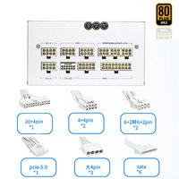 Fuente de Alimentación para PC de 1000W 80 PLUS Gold PCI-E 5.0, Completamente Modular, para Juegos, Compatible con Tarjetas Gráficas de las Series 30/40