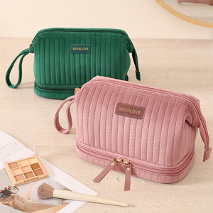 Portable Velvet Zipper Cosmetic Case Personalize <b>Make</b> <b>up</b> Pouch Velvet Quilted Makeup <b>Bag</b> - Product Image 2
