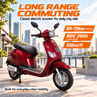 Scooter électrique SLS-V8-6 pour les trajets en ville, moteur puissant 60V 1000W, autonomie longue portée 60-70 km, batterie au plomb-acide, E-Moped