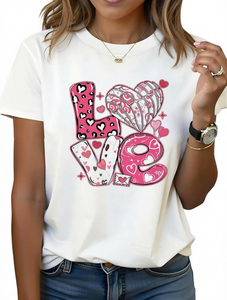 T-Shirt da Donna per San Valentino con Stampa Cuore, Manica Corta, Collo Tondo, Vestibilità Casual, Primavera-Estate, in Jersey di Cotone, Lunghezza Regolare - Product Image 1
