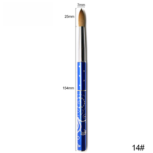 Pinceau à ongles en métal bleu à poils 100% Kolinsky, logo personnalisé, taille 2 à 20, poudre acrylique, pinceau à ongles pour manucure - Product Image 5