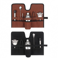 Ensemble de bar à cocktails professionnel 5 pièces : Shaker, doseur, passoire, pilon, cuillère de bar – Idéal pour la mixologie à domicile, les clubs et les fêtes