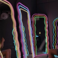 Nouveau design DIY plusieurs formes flexibles LED Neon Light Mirror pour la décoration murale et au sol