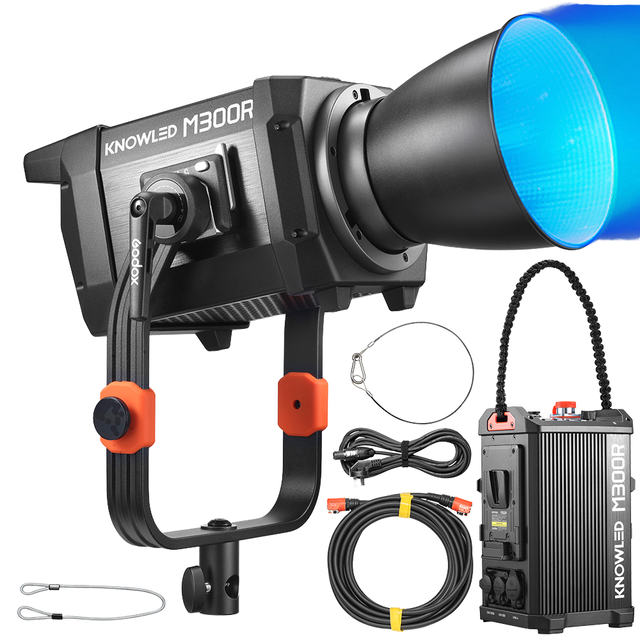Godox M300R KIT 1800-10000K Daylight Continuous RGB LED Video Light with Remote Control Portable Design 300W Power