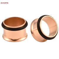 Evorte Vente en gros 0g 1G 316L Acier chirurgical Anneau de piercing de base pour oreille, tunnel, dilatateur d'oreille, plaqué or 18 carats