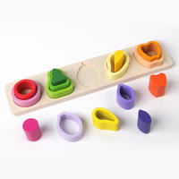 Juguetes Montessori para niños, rompecabezas de madera con forma de color, geometría, clasificación cognitiva, desarrollo de educación temprana