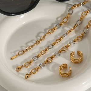 Fashion <b>Chains</b> Necklace Gold Silver Color Block Zinc Alloy Geometric <b>Chain</b> Design Gift Occasion - Product Image 3