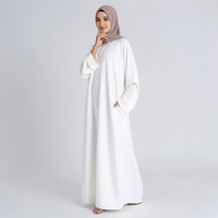 Lignes Wholesale OEM Kaftan Abaya Blanc, Robe Abaya Ample et Modeste pour Femmes Musulmanes, Style Dubaï, avec Poches, Collection Aïd 2026