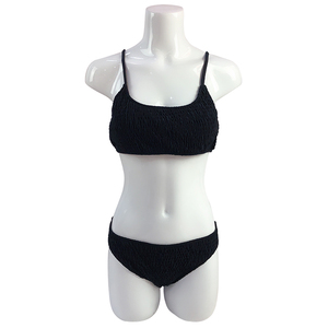 2 pièces dame sexy bikini haut <span class=keywords><strong>bandeau</strong></span> <span class=keywords><strong>noir</strong></span> pur tissu texturé sexy femmes maillots de bain - Product Image 1
