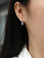 Boucles d'oreilles créoles ovales en argent sterling 925 avec moissanite pour femme, sertissage en canal, couleur D, moissanite VVS1, boucles d'oreilles diamant