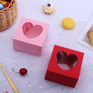 Boîtes en papier carrées personnalisées imprimées en gros avec fenêtre transparente en forme de cœur pour friandises <span class=keywords><strong>maison</strong></span>, bonbons, biscuits, cadeaux de fête - Product Image 2