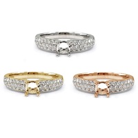 Anillo de Oro Blanco Sólido de 18K con Diamantes Naturales Genuinos, Montura Semicerrada, Personalizado a Medida, Pieza de Inversión Nupcial de Fábrica, 44 Piedras G