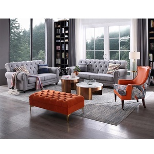 Nouveau mobilier de salon, ottoman rectangulaire de luxe en velours capitonné - Product Image 4