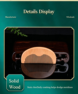 Peine de madera de marca privada directo de fábrica, peine desenredante de dientes anchos, herramienta de peinado con palma arqueada para el cuidado diario del cabello - Product Image 5