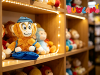 Adorable peluche singe en peluche douce et moelleuse avec accessoire en jean bleu pour cadeau promotionnel, peluche singe personnalisée