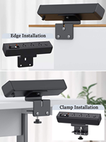 Prise de bureau à fixation sans perçage avec chargeur rapide USB-C PD 20W et câble intégré, concentrateur d'alimentation 3 prises US pour poste de travail