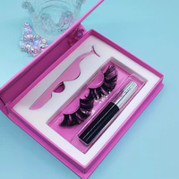 1 paire de boîtes d'emballage vides pour cils, roses, avec miroir, étiquette privée, personnalisables, pour faux cils