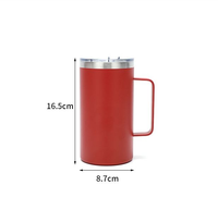 Mug isotherme à double paroi en acier inoxydable 304 de 24 oz, écologique, avec poignée et couvercle, pour le bureau, idéal comme cadeau