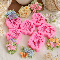 Moule en silicone HY pour fleurs et papillons, idéal pour la décoration de gâteaux, bougies, savons et pâte à sucre DIY