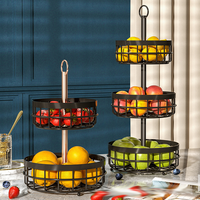 Corbeille à fruits en métal à 3 niveaux avec support pour bananes, support de rangement pour légumes sur comptoir pour cuisine et table à manger
