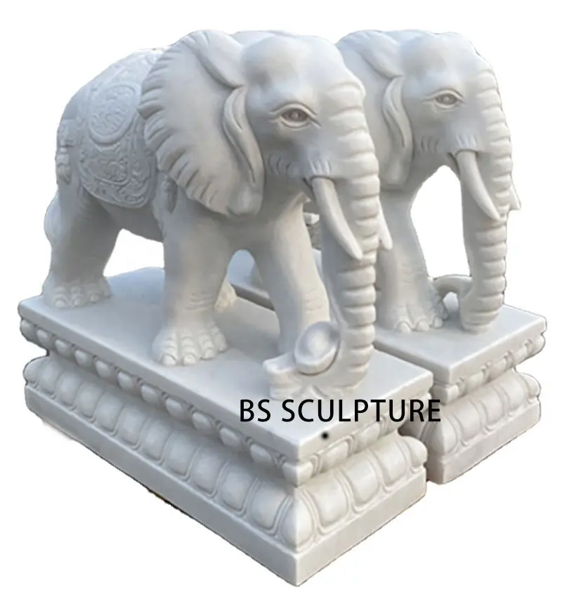 Açık dekorasyon el oyma taş yaşam boyutu fil heykeli heykel