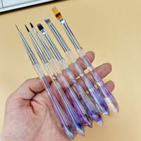 Nouveau set de pinceaux à ongles multifonctionnels de style japonais, électroplaqués UV, colorés, en forme de gourde, pour liner, en silicone et plastique, lot de 6