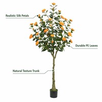 Árbol de Camelia Artificial en Maceta, Árbol Topiario de Flores Multicolores para Decoración de Interiores de Casa, Hotel y Vestíbulo, Venta al por Mayor