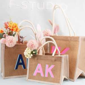 Custom Printed Promotional Gifts Recycled Jute Shopping Tote Bag Daily Use Women Jute Shopping Bag