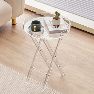 Modern Stylish Nordic Living Room Furniture Luxury Acrylic Small Folding <strong>Table</strong> <strong>Round</strong> <strong>Tray</strong> Drink <strong>Table</strong> for Living Room Bedroom - Product Image 1