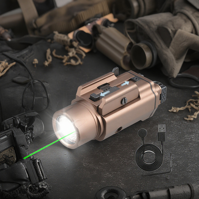 High Profile 1500 Lumens IPX7 Waterproof Green Laser Beam LED Tactical Flashlight for Camping and Hiking in the Outdoors