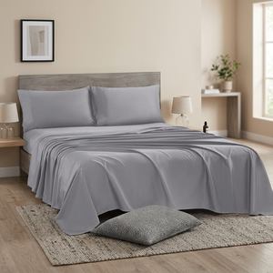 Parure de lit 4 pièces en coton égyptien tissé 300TC, écologique, toutes saisons, respirante, drap-housse rafraîchissant, drap plat doux - Product Image 3