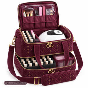 Bolsa Organizadora de Cosméticos de Doble Capa Personalizada con Correa para el Hombro |   OEM/ODM - Product Image 3