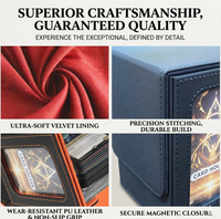 Boîte de rangement pour cartes en cuir PU, étui pour 100 cartes TCG à double pochette, style tendance sans fermeture pour les professionnels