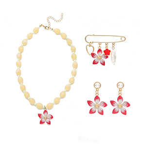 <span class=keywords><strong>Set</strong></span> Tre Pezzi di Gioielli Floreali Stile Europeo-Americano: Collana, Orecchini e Spilla con Perline a Fiore, Stile Pastorale Femminile, Regalo per Feste - Product Image 5