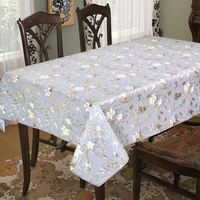 Nappe Moderne en PVC Non Tissé avec Estampage Doré, Design Floral Simple Anti-Plis, Écologique, Durable, Imperméable et Personnalisable