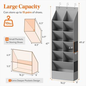 Lightweight Over Door <b>Shoe</b> Rack Foldable Fabric Organizer with Mesh Pockets Convenient for <b>Shoe</b> <b>Storage</b> - Product Image 2