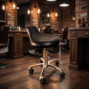 <b>Adjustable</b> Professional Hydraulic Pump Salon <b>Stool</b> PU Leather Seat Stainless Steel Base 360 Degree Rotation Reclining Durable - Product Image 2