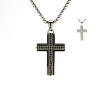 Collier Croix Cylindrique Moletée en Acier Inoxydable, Style Industriel, Vente en Gros, Bijou Streetwear Moderne, Cadeau pour Lui