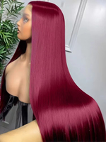 Peluca de encaje HD color rojo vino de arándanos, lisa, 99J Borgoña, 13x4 13x6, pelucas de cabello humano con encaje frontal HD para mujeres negras