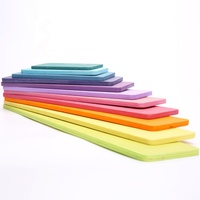 Ensemble de planches de construction en bois arc-en-ciel, 11 pièces, jouets Montessori, lames en bois colorées, jeu d'apprentissage ouvert