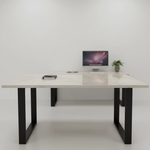 Mesa de Comedor Extensible Convertible de Piedra Ecológica con Acabado Pulido de Mármol Sanna Beige de Lujo para Comedores de Hogar y Hoteles - Product Image 2