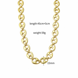 Stainless Steel Pig Nose Necklace Bracelet Set Geometric Design Gold Silver Color Daily Party Jewelry Women's Fashion Chains - Product Image 4