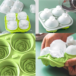 Bandeja de cubitos de hielo personalizada 3D en forma de flor grande molde de hielo de fácil liberación cocina casera DIY 4 fabricante de moldes de hielo de rosas gigantes - Product Image 5