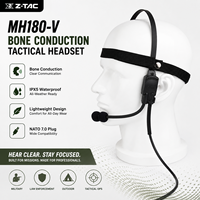 Casque tactique Z-TACTICAL Z136 MH180-V pour talkie-walkie avec haut-parleur à conduction osseuse, sans réduction de bruit, conception supra-auriculaire