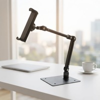 Support de tablette pliable robuste en métal avec bras articulé, pivotant à 360°, réglable en hauteur, compatible iPad, pour cuisine (plastique)