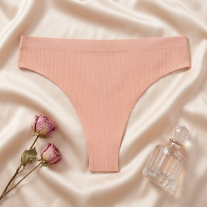 Culottes string côtelées sans couture pour femmes, couleur unie, taille basse, grandes tailles, lingerie sexy pour femmes, respirantes, string de yoga, OEM ODM - Product Image 2