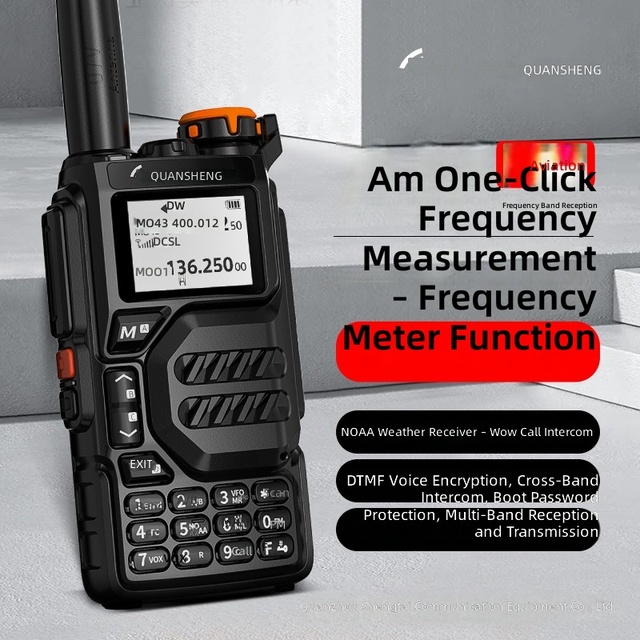 Quansheng UV-K5 Handheld Radio 5W Long Range Walkie Talkie Full Band Air Band Reception One-Click Frequency Scan USB Powered
