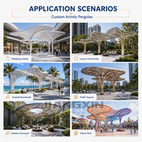 Pavillon Artistique en Forme de Feuille - Structure d'Ombrage en Acier Inoxydable pour Lieux de Mariage