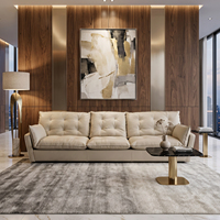Canapé nuage moderne italien minimaliste 3 places en cuir capitonné pour salon, mobilier de maison