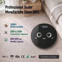 Báscula Digital de Grasa Corporal Redonda con Diseño de Dibujos Animados, Recargable por USB, Bluetooth, 180 kg, Vidrio Templado de Alta Resistencia